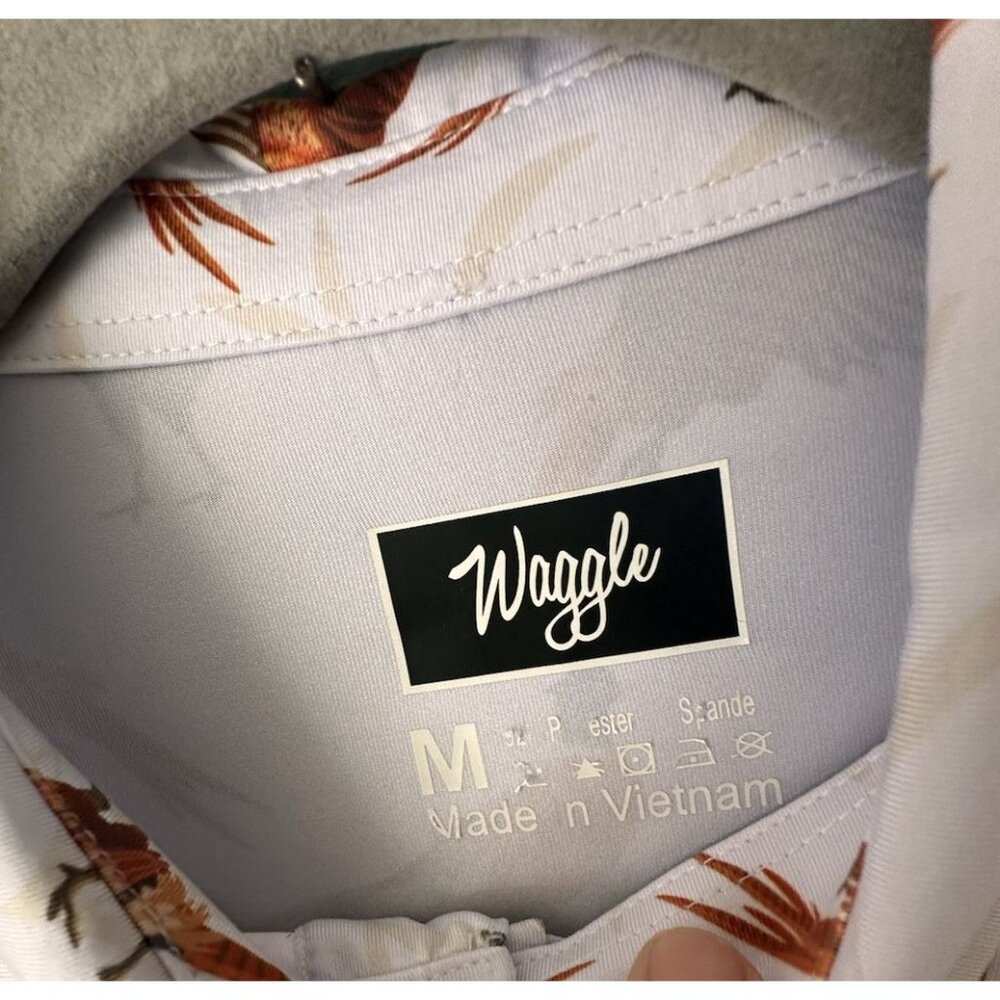 Waggle Shirt Men's SZ M White Flush Performance All Over Pheasant Stretch Golf - Picture 3 of 5